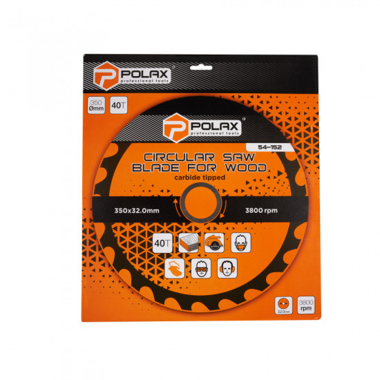 Диск пильний Polax по дереву з твердосплавними напайками 350x32,0/30, 40Т (54-152)