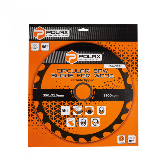 Диск пильний Polax по дереву з твердосплавними напайками 350x32,0/30, 56Т (54-153)