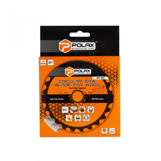 Диск пильний Polax по дереву з твердосплавними напайками 125x22.2/20, 30Т (54-137)