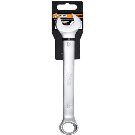 Ключ ріжково-накидний Polax CrV DIN 3113 Satin finish 22 мм (25-049)