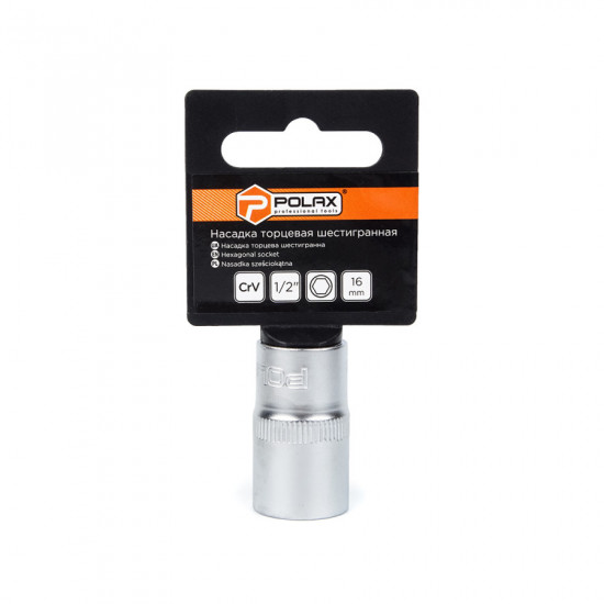 Головка торцева Polax автомобільна шестигранна 16 мм, 1/2", Polax (25-089) Головка торцева Polax автомобільна шестигранна 16 мм, 1/2", Polax (25-089)
