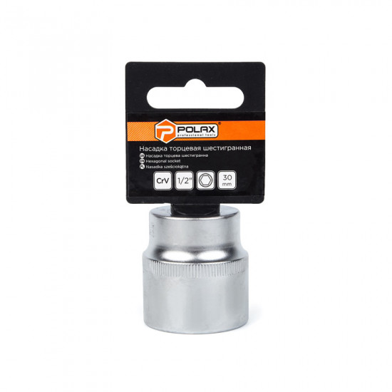 Головка торцева автомобільна шестигранна 30 мм, 1/2", Polax (25-097) Головка торцева автомобільна шестигранна 30 мм, 1/2", Polax (25-097)