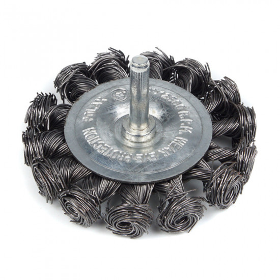 Щітка торцева 75 мм, для дриля, 1/4", кручений дріт Polax (54-174)