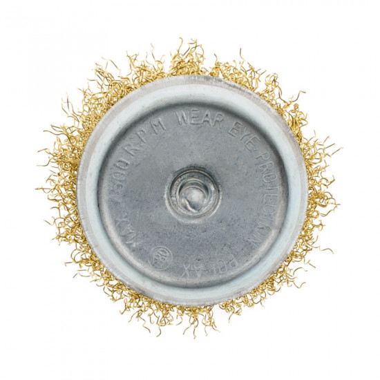 Щітка чашкова 75 мм, для дриля, 1/4", гофр. пров., латунована Polax (54-172)