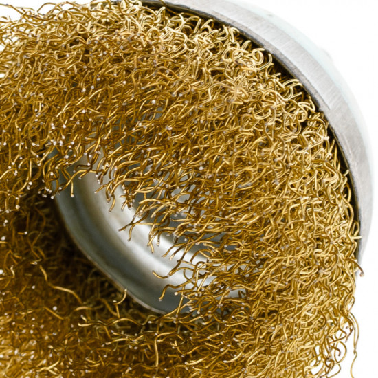 Щітка чашкова 75 мм, для дриля, 1/4", гофр. пров., латунована Polax (54-172)