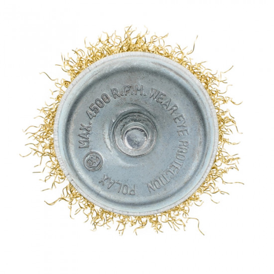 Щітка чашкова 50 мм, для дриля, 1/4", гофр. пров., латунована Polax (54-171)