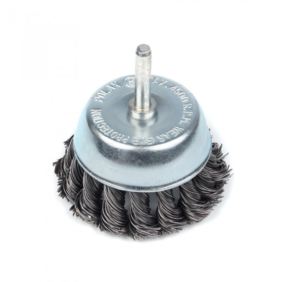 Щітка чашкова 75 мм, для дриля, 1/4", кручений дріт Polax (54-170)