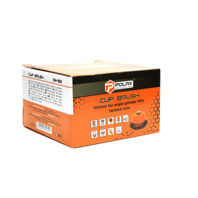 Щітка чашкова 100 мм, для УШМ, М14, кручений дріт Polax (54-162)