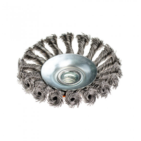 Щітка конусна 100 мм, для УШМ, М14, кручений дріт Polax (54-164)