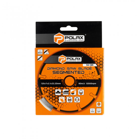 Диск алмазний сегментований Polax 125x7x2.2x22.23, 25% (54-125)
