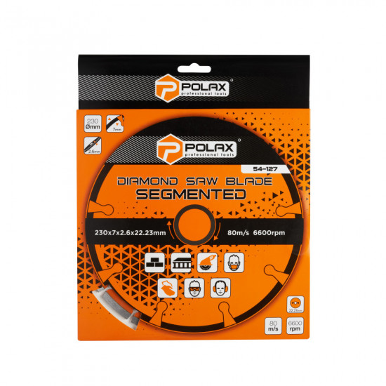 Диск алмазний сегментований Polax 230x7x2.8x22.23, 25% (54-127)