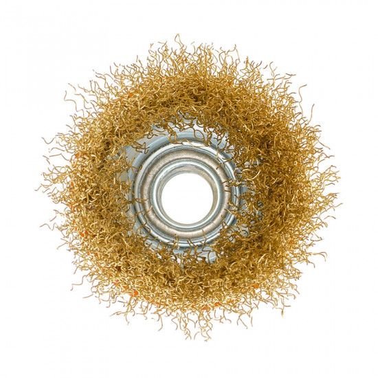 Щітка чашкова 65 мм, для УШМ, М14, гофр. пров., латунована Polax (54-175)