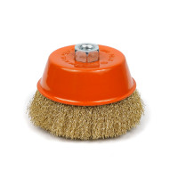 Щітка чашкова 125 мм, для УШМ, М14, гофр. пров., латунована Polax (54-158)