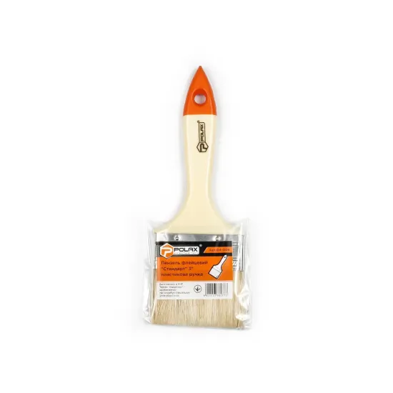 Пензель флейцевий Polax 3″ тип "Стандарт" змішаний ворс пластикова ручка (04-006)