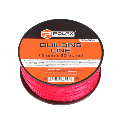 Шнур муляра Polax для будівельних робіт 1,5 мм х 50 м, червоний (30-004)