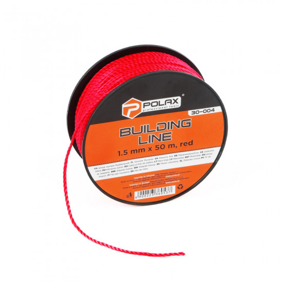 Шнур муляра Polax для будівельних робіт 1,5 мм х 50 м, червоний (30-004)