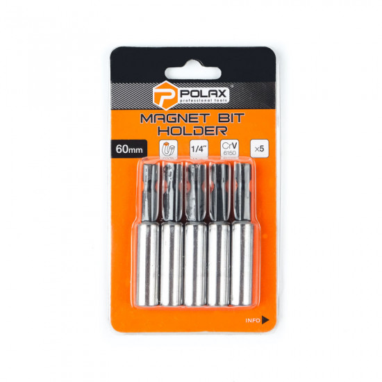 Магнітний тримач для насадок і біт 60 мм, 1/4" 5 шт (51-092)