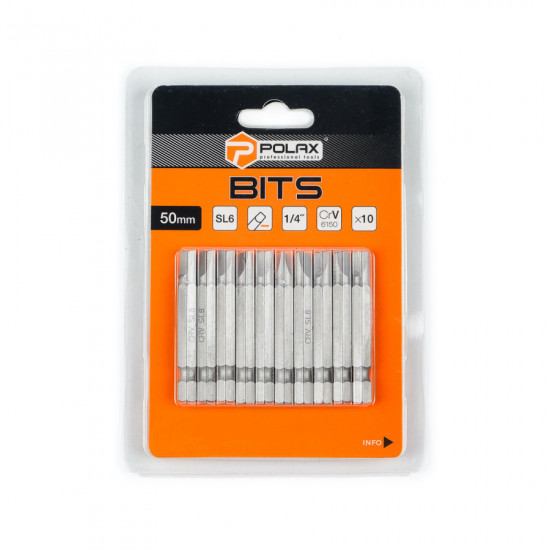 Біта сталева Polax 50 мм SL6 1/4" ,10 шт (51-079)