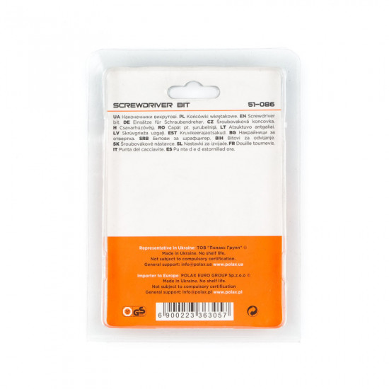 Біта двостороння Polax сталева 50 мм PH1-SL6 1/4", 10 шт (51-086)
