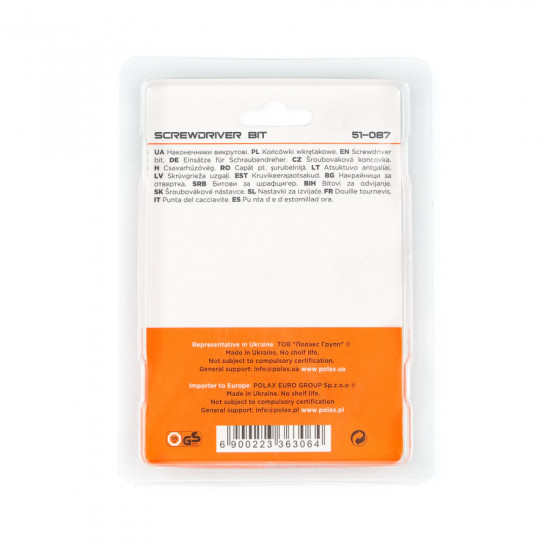 Біта двостороння Polax сталева 50 мм PZ2-PZ1 1/4", 10 шт (51-087)