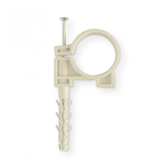 Обойма для труб і кабелю Polax D40 з ударним шурупом 25 шт. (37-078)