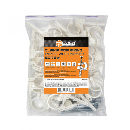 Обойма для труб і кабелю Polax D40 з ударним шурупом 25 шт. (37-078)