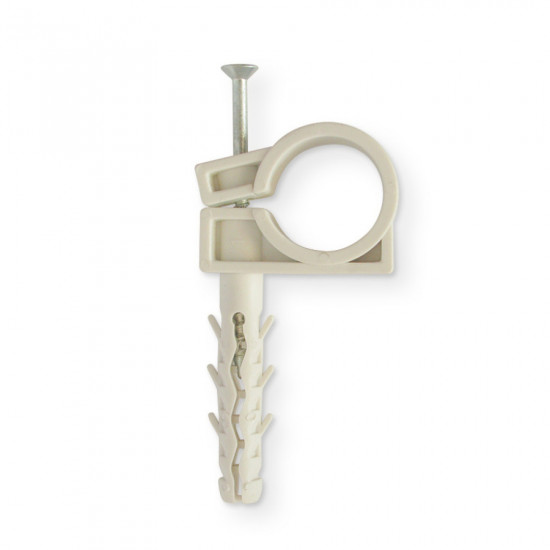 Обойма для труб і кабелю Polax D20-22 з ударним шурупом 50 шт. (37-075)