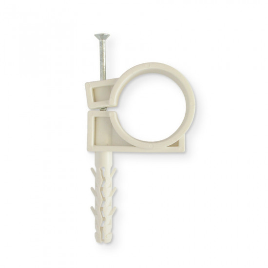 Обойма для труб і кабелю Polax D32-34 з ударним шурупом 25 шт. (37-077)