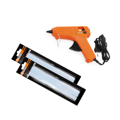 Набір клейовий Polax з пістолетом 11,2 мм 40W, 12 прозорих стрижнів (322-009)