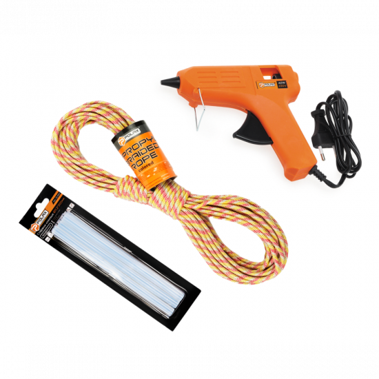 Набір Polax клейовий пістолет 40W, стрижні 6 шт, поліпропіленовий фал 25м (337-004\n\n\n\n)