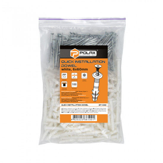 Дюбель швидкого монтажу Polax гриб 6 x 60 мм 100 шт. (37-040)