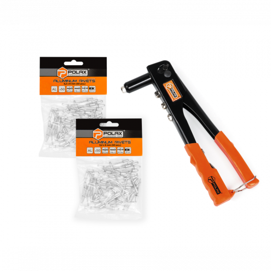 Набір Polax пістолет для заклепок "Стандарт" і заклепки 3,2 х 8 мм, 2 уп (337-03)
