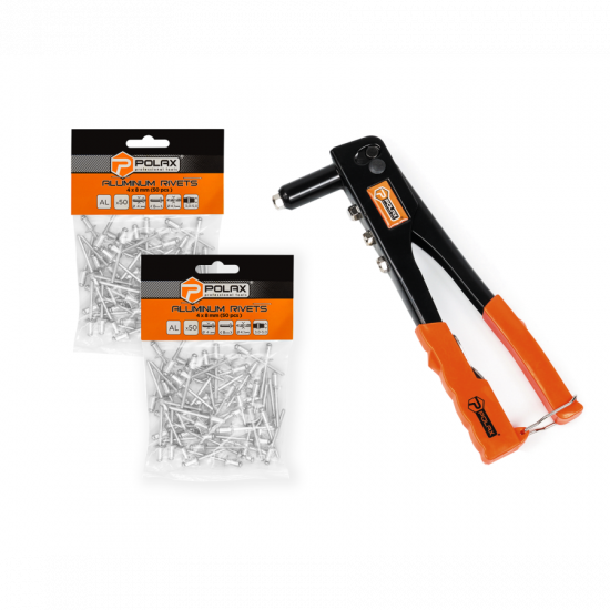 Набір Polax пістолет для заклепок "Стандарт" і заклепки 4 х 8 мм, 2 уп (337-04)