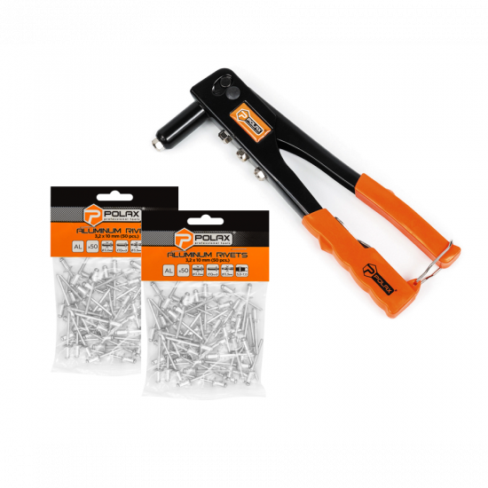 Набір Polax пістолет для заклепок "Стандарт" та заклепки 3,2*10 мм, 2 уп (337-05)