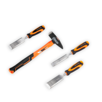 Набор Polax молоток 400 г и 3 стамески ударные с фиберглассовой ручкой 22, 32 и 38 мм (335-16)