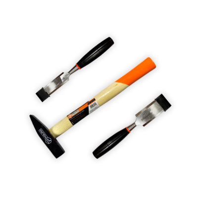 Набір Polax молоток 300 г і 2 стамески з пластиковою ручкою 32 і 38 мм (335-27)