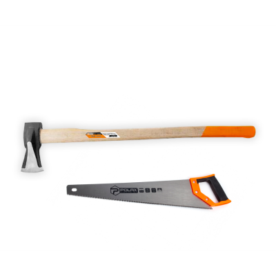Набір Polax сокира-колун 2 кг і ножівка по дереву 500 мм (335-21)