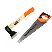 Набор сокира 600 г деревянная ручка и ножовка по мокрому дереву 450 мм Polax (335-35)