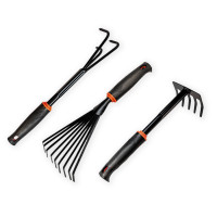 Набор садовых инструментов Polax грабли веерные, культиватор и грабли мини (770-14)