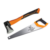 Набір Polax сокира-колун 1 кг і ножівка по дереву "Barracuda" 450 мм (335-201)