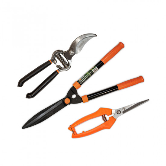 Набір садових інструментів Polax ножиці для стрижки кущів 550мм і ножиці садові 190мм і секатор 200мм (770-22)