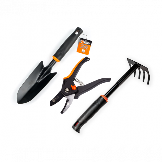 Набір садових інструментів Polax садова лопатка,граблі міні + секатор (770-29)