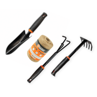 Набір садовий Polax лопатка, граблі, культиватор міні, шпагат джутовий (337-002\n\n)