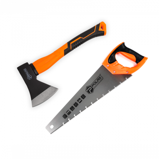 Набір Polax сокира 600 г і ножівка по мокрому дереву 400 мм (335-30)