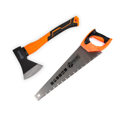 Набір Polax сокира 600 г і ножівка по мокрому дереву 450 мм (335-31)