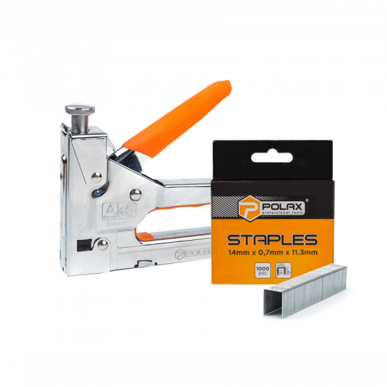 Набір Polax степлер хромовий та скоби 10 мм (227-11)
