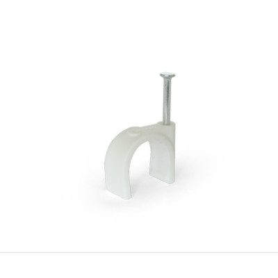 Скоба кабельна Polax кругла 20 мм з цвяхом, біла 50 шт. (37-126)