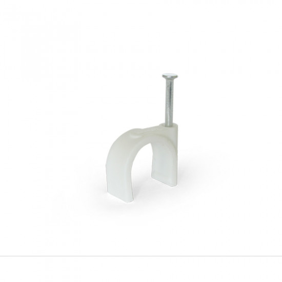 Скоба кабельна Polax кругла 20 мм з цвяхом, біла 50 шт. (37-126)