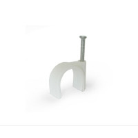 Скоба кабельна Polax кругла 16 мм з цвяхом, біла 100 шт. (37-127)