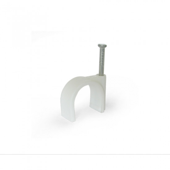 Скоба кабельна Polax кругла 16 мм з цвяхом, біла 100 шт. (37-127)